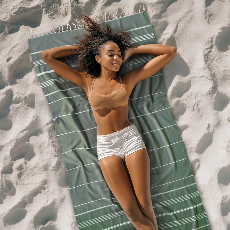 Cacala Lightweight and Thin Turkish Beach Towel 100% Cotton Sand-Free and Quick-Drying Goodness Perfect as an Extra Large Travel Towel, Beach Accessory, or Gift for Beach Lovers, 37 x 70 - Image 2